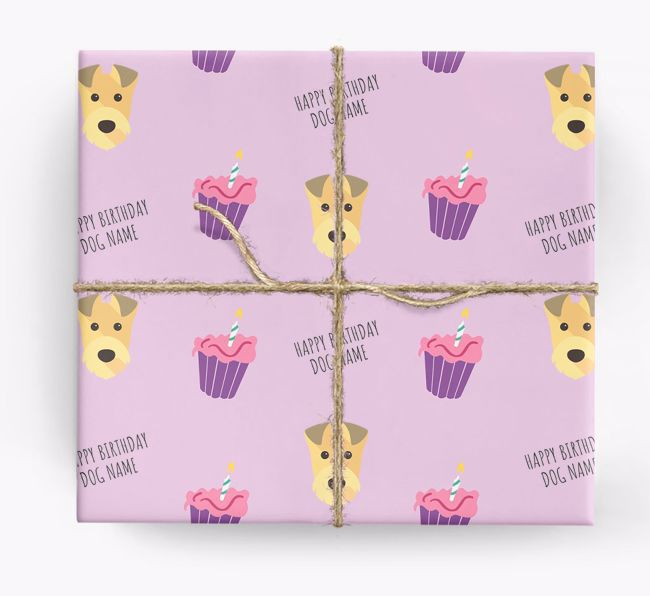 Personalized 'Happy Birthday' Cupcake Wrapping Paper with {breedFullName} Icons
